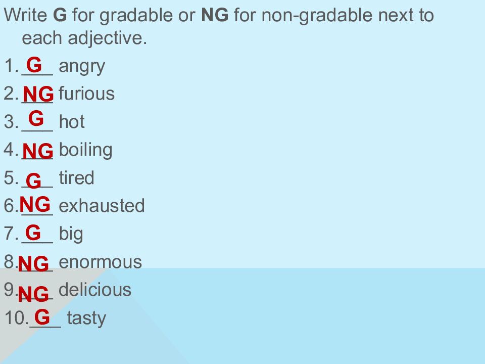 Gradable and Non-gradable Adjectives