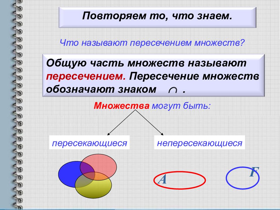 Презентация пересечение и объединение множеств 6 класс