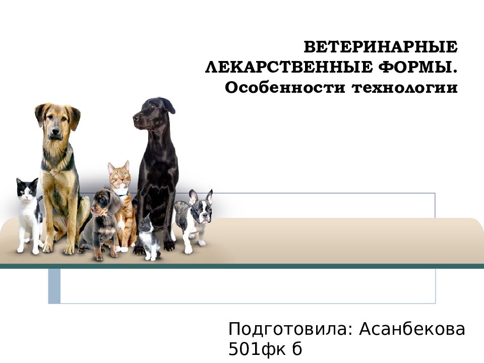 ВЕТЕРИНАРНЫЕ ЛЕКАРСТВЕННЫЕ ФОРМЫ. Особенности технологии