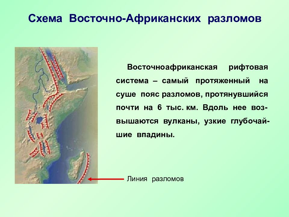 Разломы африки на контурной карте