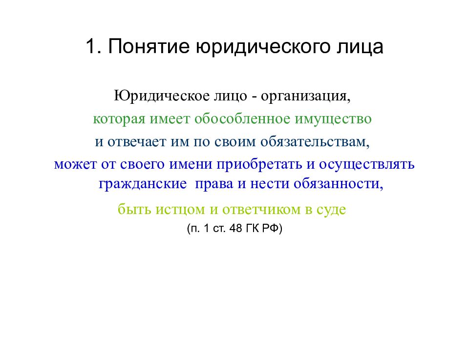 Юридические лица в гражданском праве презентация