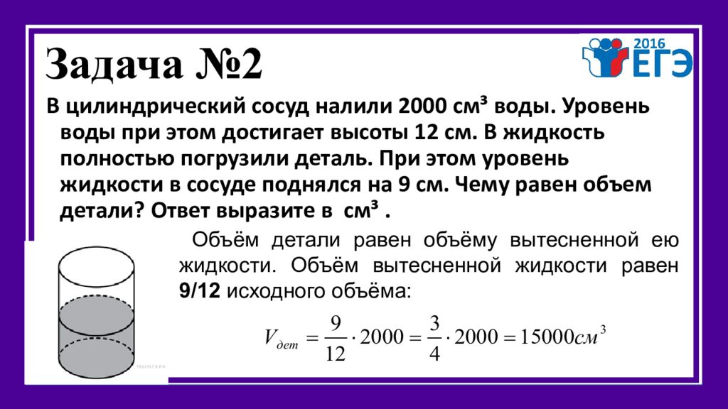 В цилиндрическом сосуде уровень жидкости