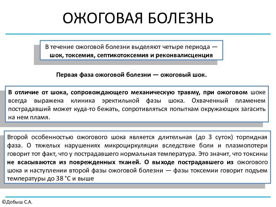 Развитие ожоговой болезни