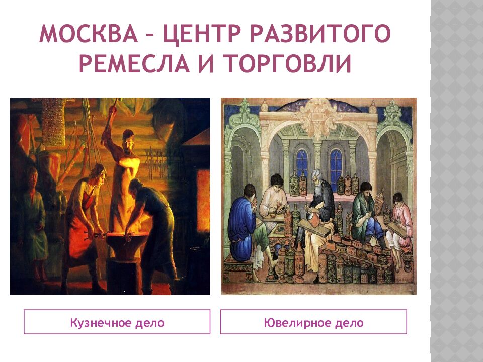 Москва – центр развитого ремесла и торговли