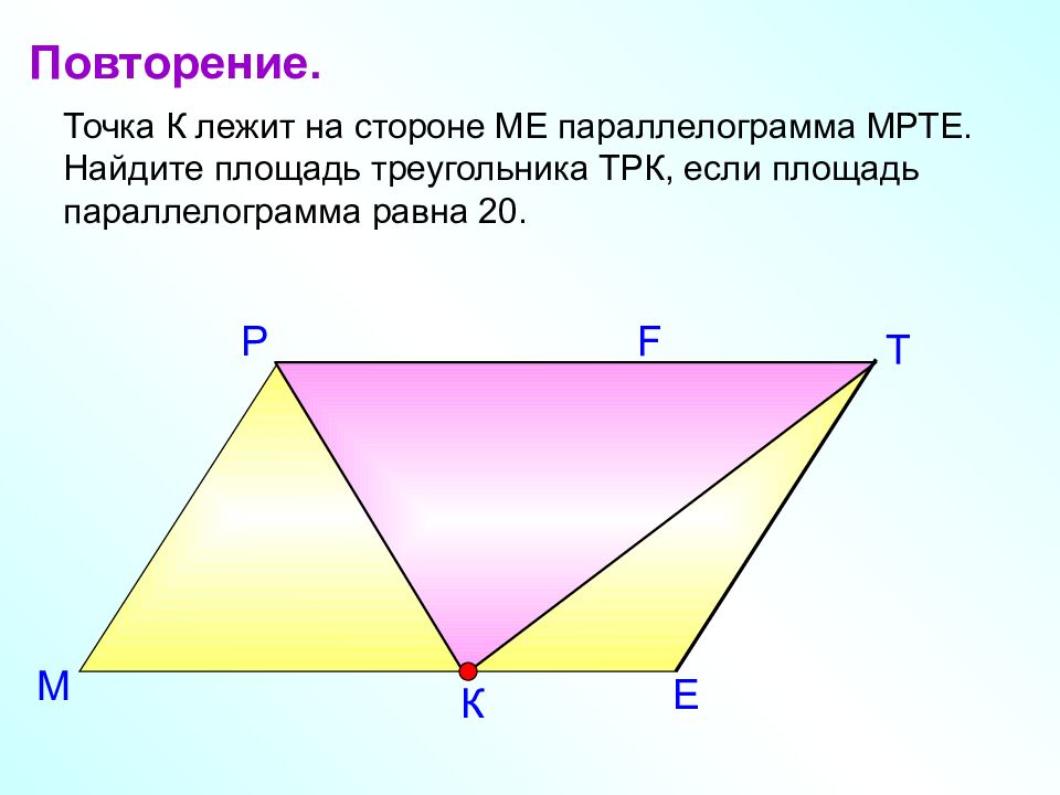 Используя данные указанные на рисунке найдите площадь треугольника cde площадь параллелограмма abcd