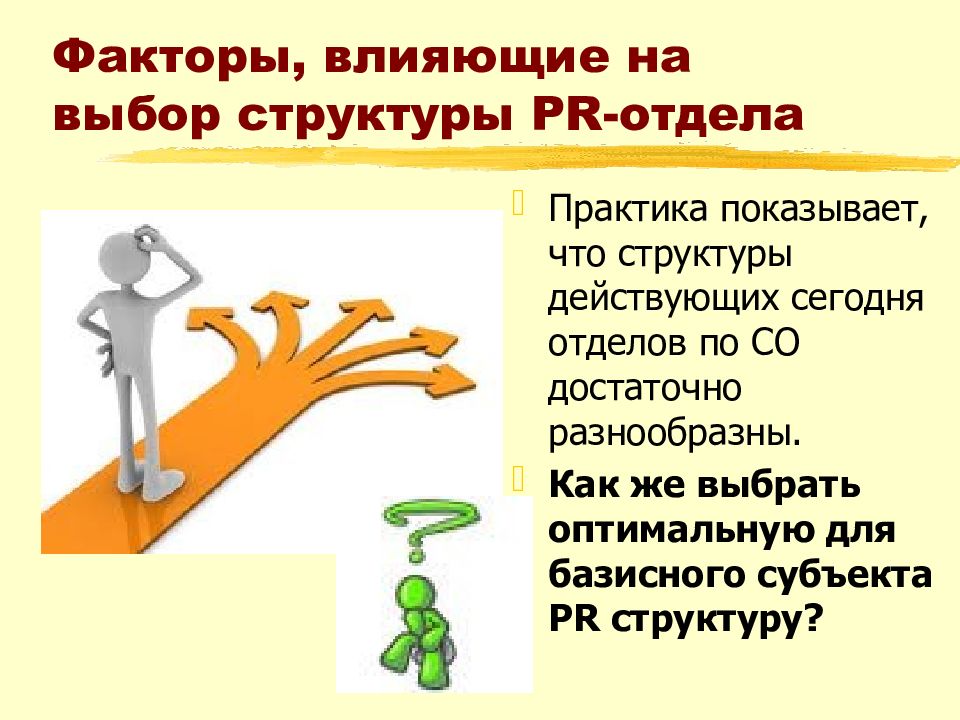 Выбор структур. Организация работы отделов рекламы и связей с общественностью. Отдел связей с общественностью структура. Факторы влияющие на выборы.