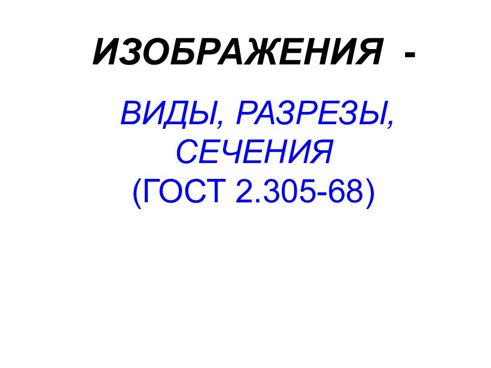 ИЗОБРАЖЕНИЯ - ВИДЫ, РАЗРЕЗЫ, СЕЧЕНИЯ (ГОСТ 2.305-68) Презентацию составил: