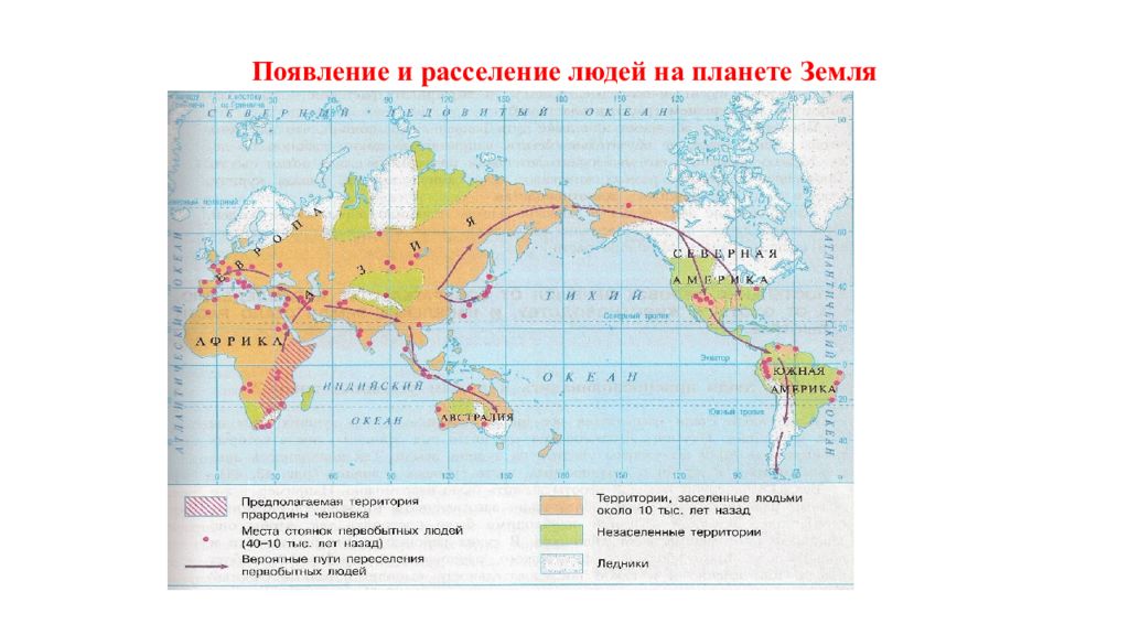 Порядок заселения материков и частей света человеком