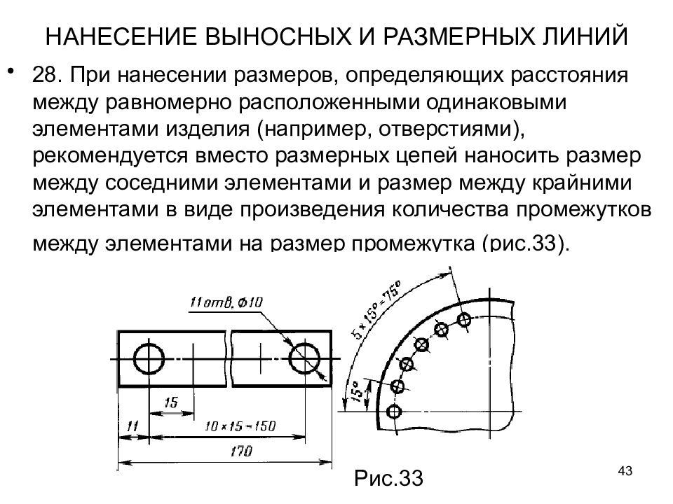 Равные размеры на чертеже