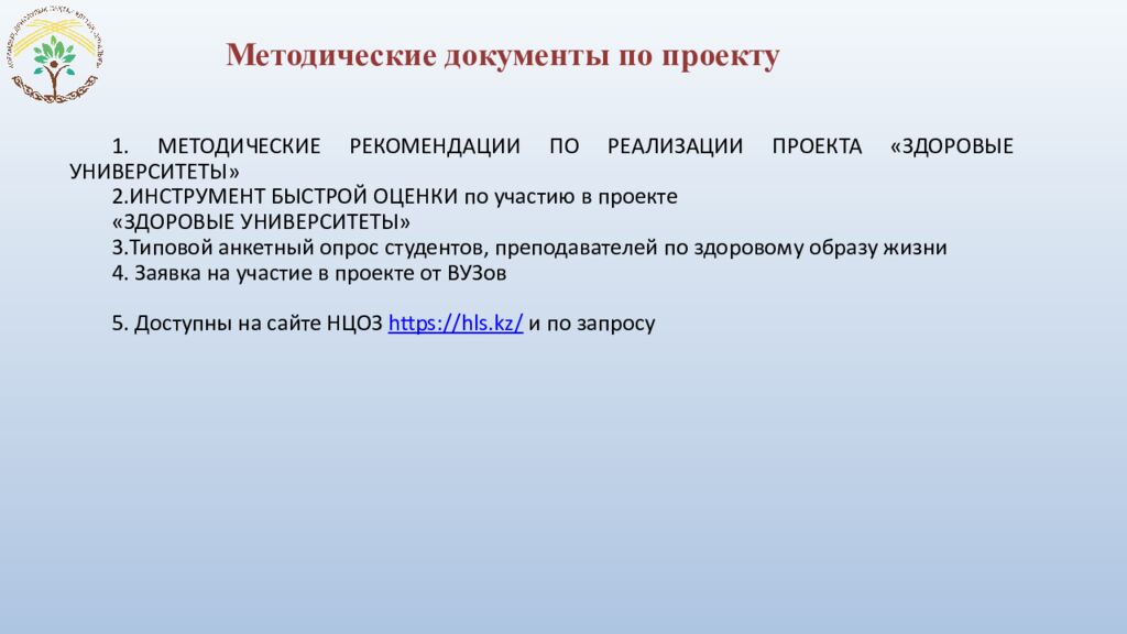 Методические документы по проекту