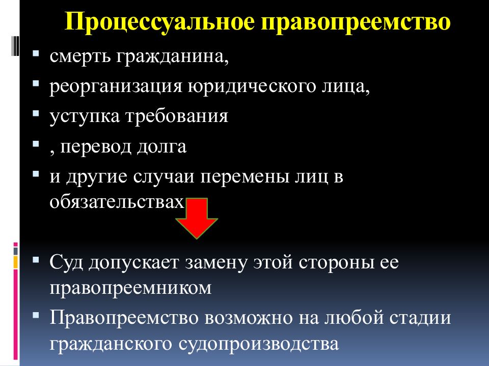 Правопреемником какой. Гражданское процессуальное правопреемство. Процессуальное правопреемство в гражданском процессе. Основания правопреемства в гражданском процессе. Вступление в процесс правопреемника.