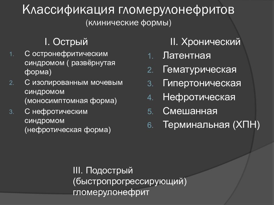 План обследования при остром гломерулонефрите