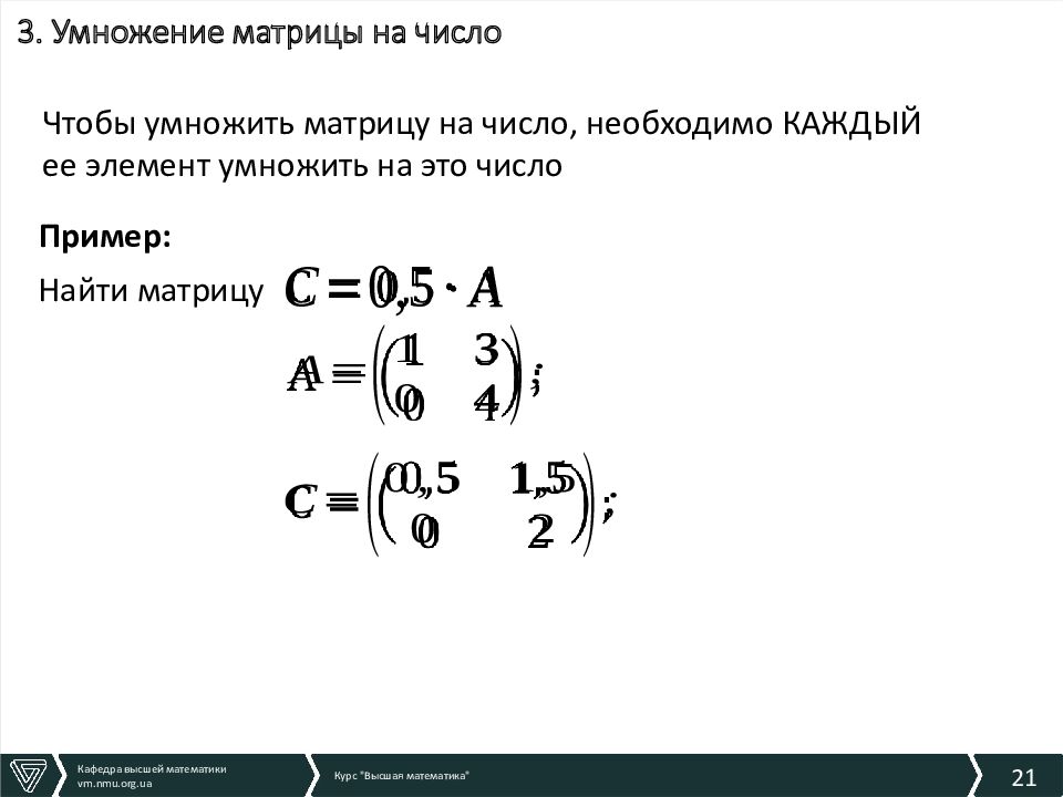 Матрица чисел. Умножение матрицы на число. Произведение матрицы на число. Как умножить матрицу на дробь.