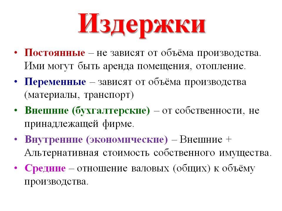 Издержки презентация 11 класс обществознание