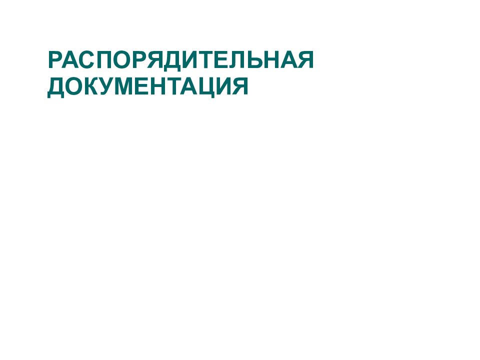 РАСПОРЯДИТЕЛЬНАЯ ДОКУМЕНТАЦИЯ
