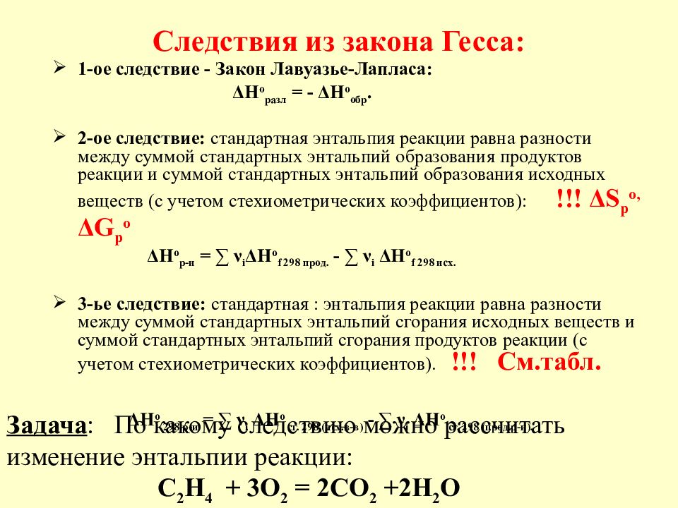 Закон гесса энтальпия химических реакций