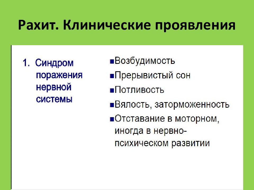 Клиническая картина рахита