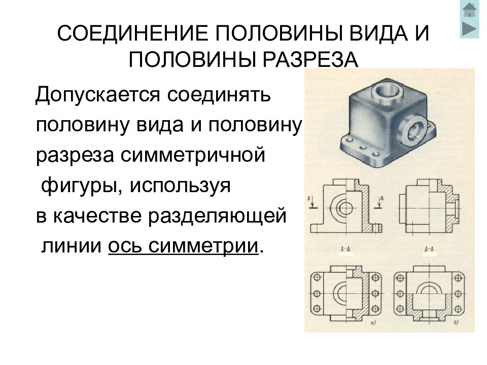 Какой линией на чертеже разделяют часть вида и часть разреза