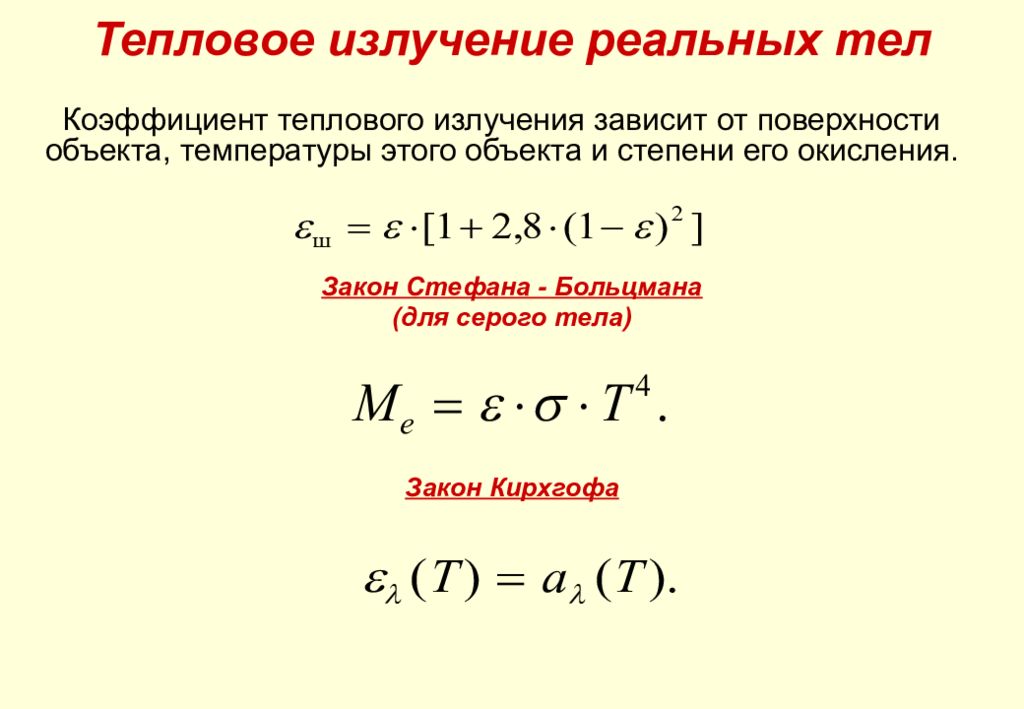 Тепловое излучение реальных тел