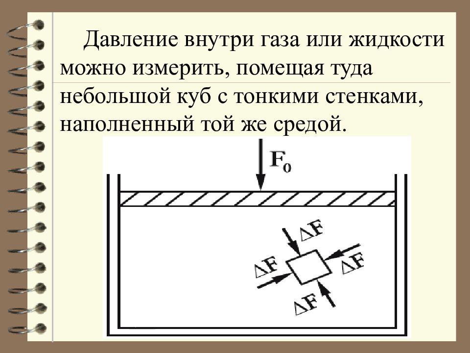 Давление внутри газа. Давление внутри газа измеряется.