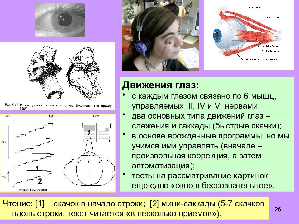 Следящие движения. Движение глаз. Типы движения глаз. Движения глаз физиология. Движения каждого глаза осуществляются.