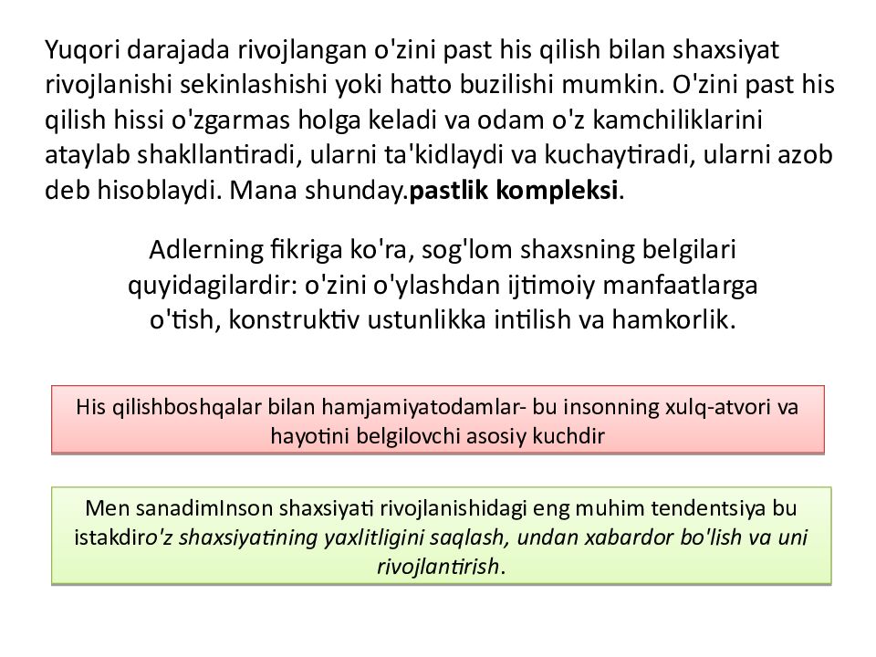 SHAXSIYAT NAZARIYALARI xorijiy