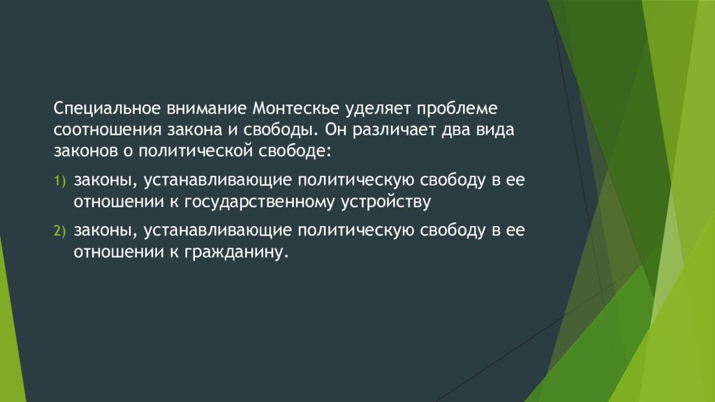 Уделено проблеме. Виды свободы Монтескье.