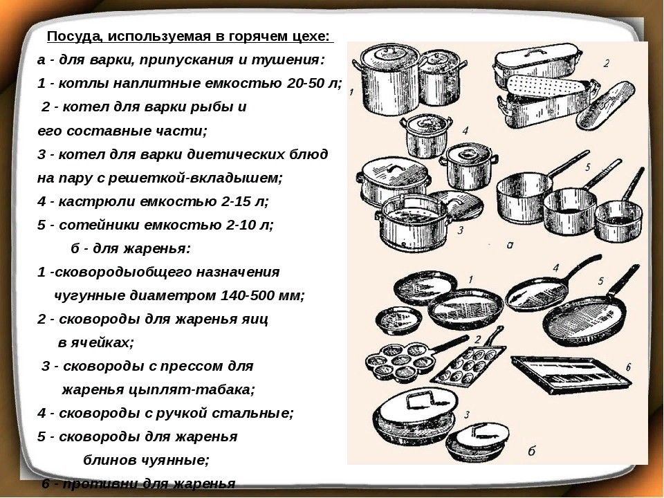 Используют приготовления. Оборудование и инвентарь горячего цеха таблица. Инвентарь соусного отделения горячего цеха. Таблица инвентаря в горячем цехе. Оборудование инвентарь посуда горячего цеха таблица.