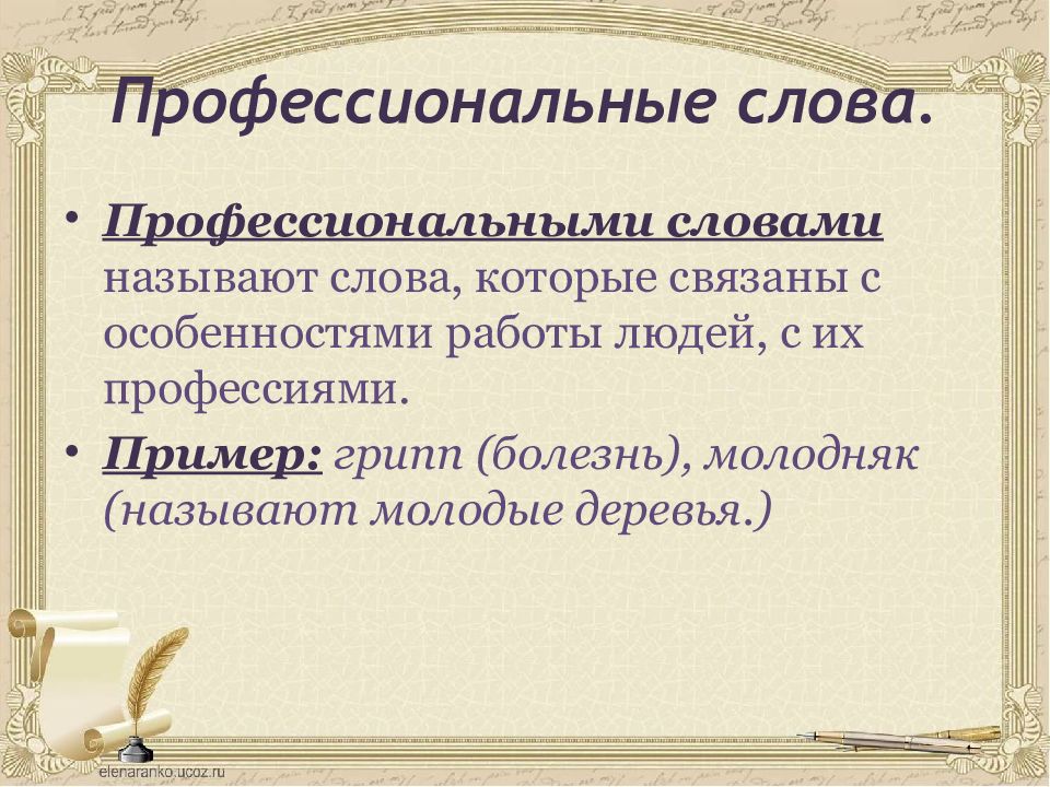 Профессиональные слова