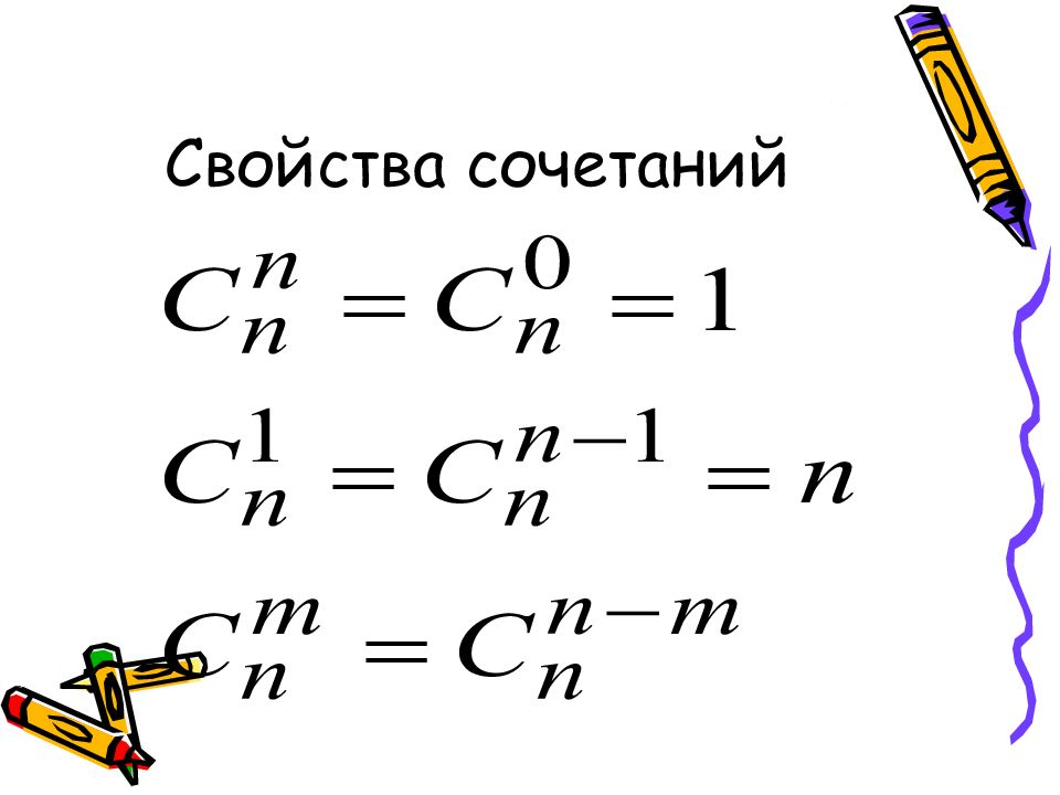 Свойства сочетаний. Свойства числа сочетаний. Свойства сочетаний в комбинаторике. Свойства формулы сочетания.