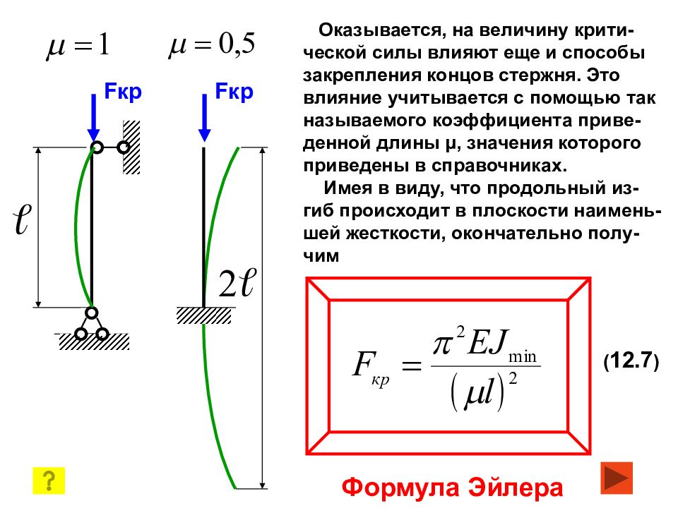 Презентация устойчивость сжатых стержней