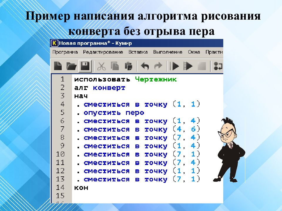 Тема урока: «Исполнитель Чертёжник»