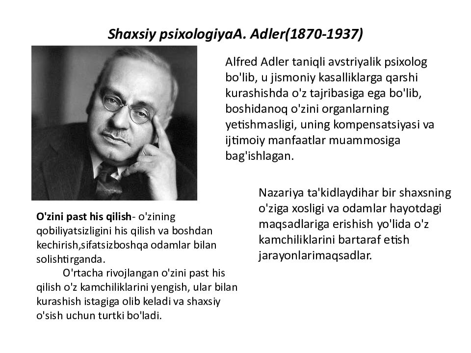 SHAXSIYAT NAZARIYALARI xorijiy