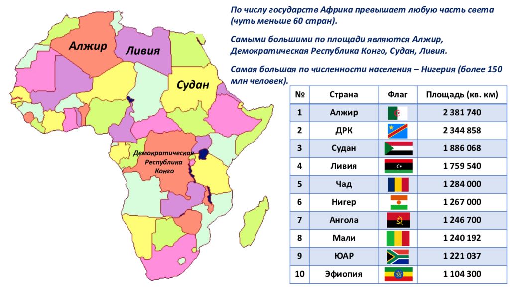 Карта численность населения африки