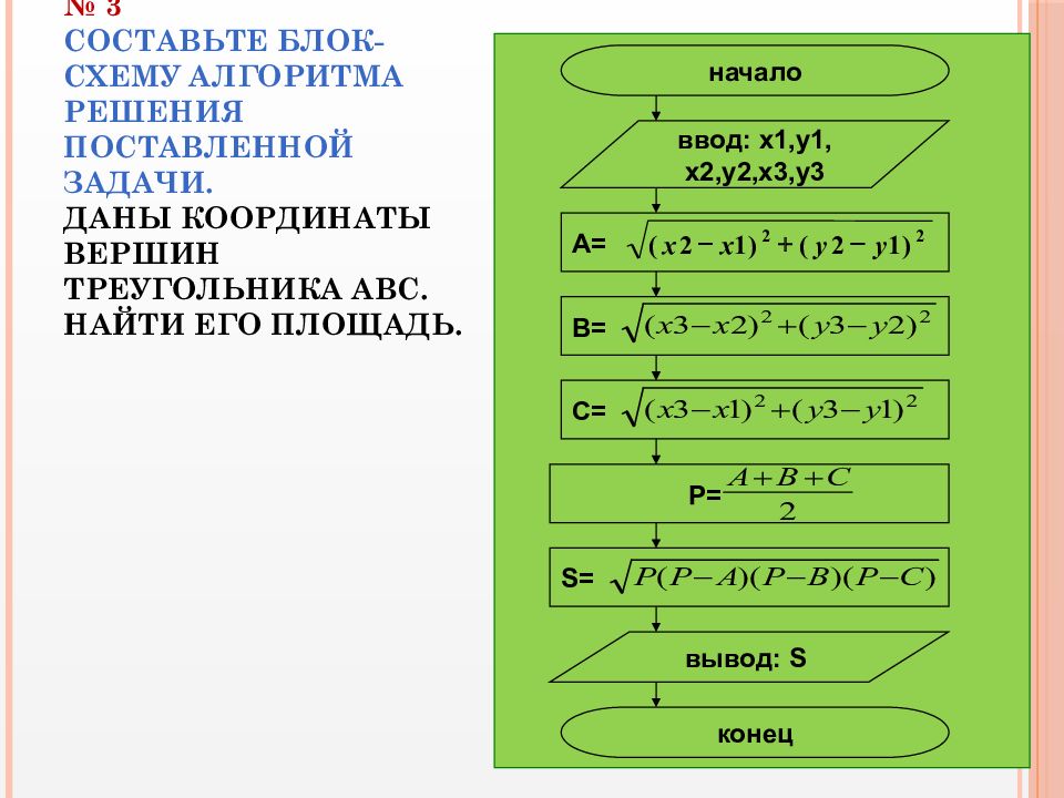 Даны координаты вершин треугольника найти. Составьте блок схему алгоритма решения поставленной задачи. Линейный алгоритм y=2x-1. Даны координаты вершин треугольника. Составить алгоритм решения нахождения площадь.