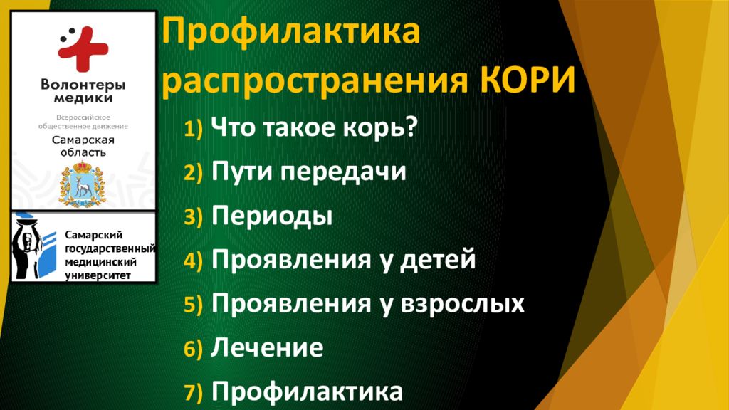 Профилактика распространения КОРИ