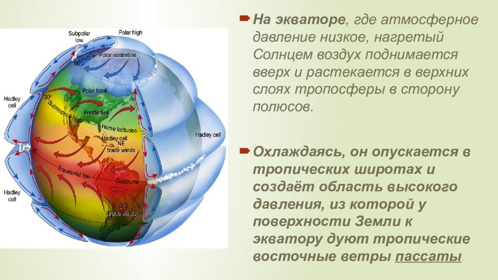 От экватора к полюсам температура. Общая циркуляция атмосферы рис.31. Циркуляция это в географии. Тропические широты давление. Циркуляция атмосферы в Северной Америки.