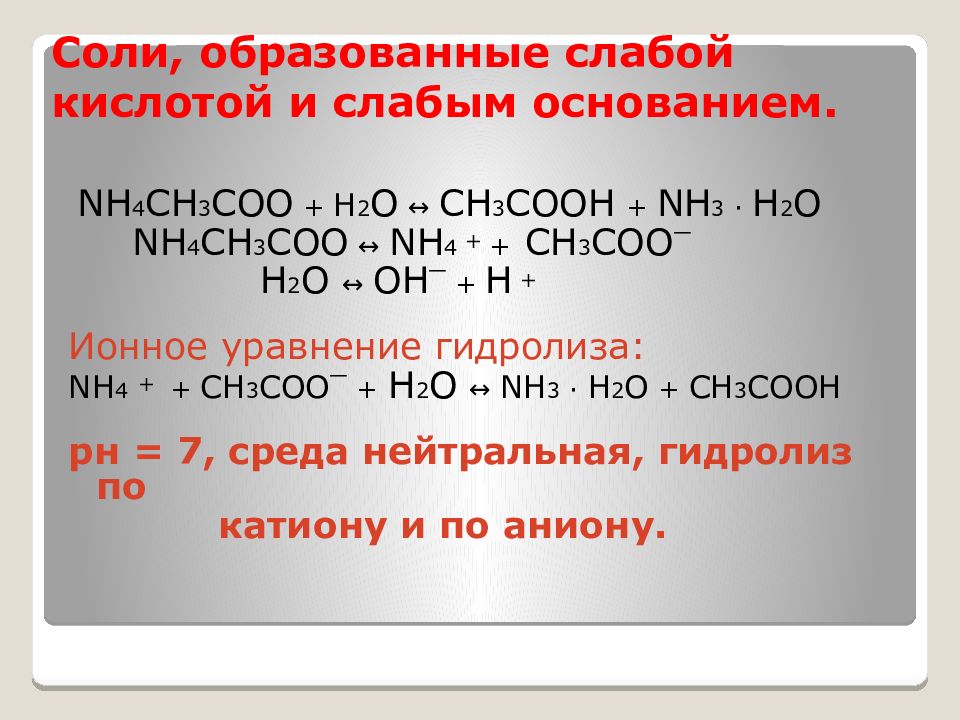 10 соли. Соль образованная сильным основанием и слабой кислотой. Гидролиз соли слабого основания и сильной кислоты. Сильные и слабые кислоты основания соли. Соль образована слабым основанием и сильной кислотой.