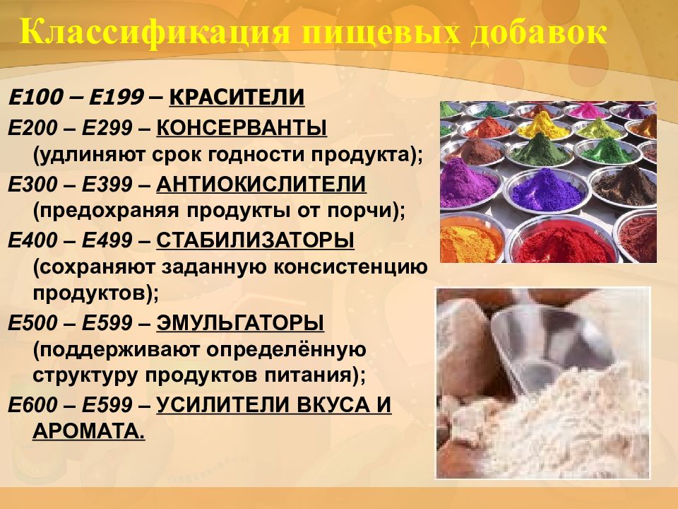 Презентация е в продуктах вредно ли это