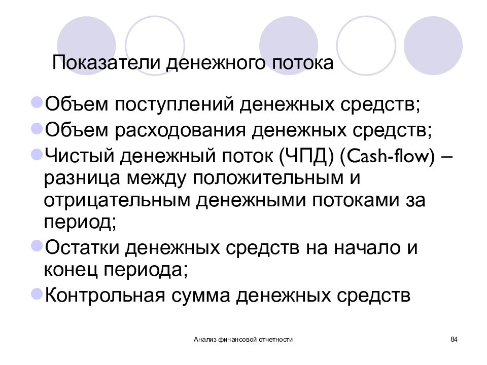 Показатели денежного потока. Отрицательный денежный поток. Показатели потока.