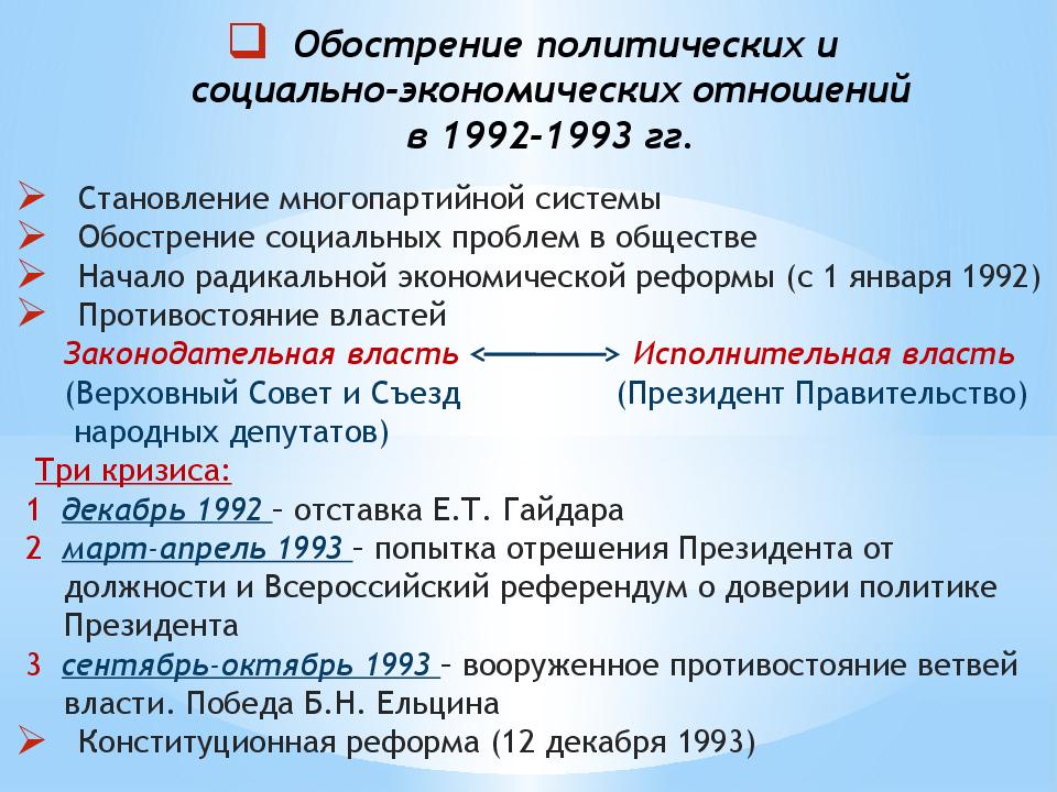 Политическое развитие рф в 1990 е гг презентация