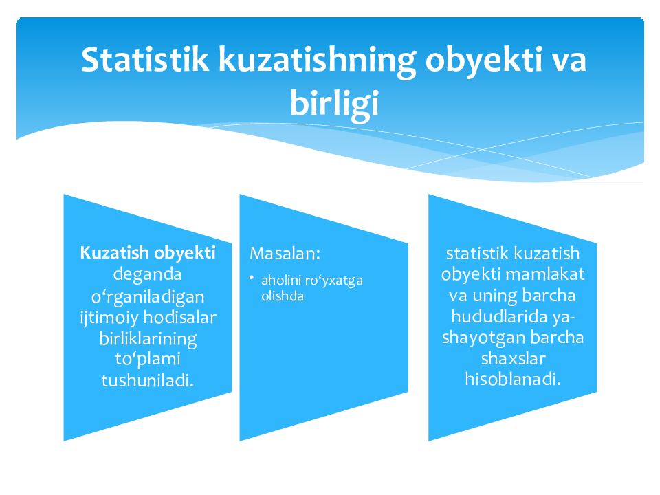 Statistik kuzatishning obyekti va birligi