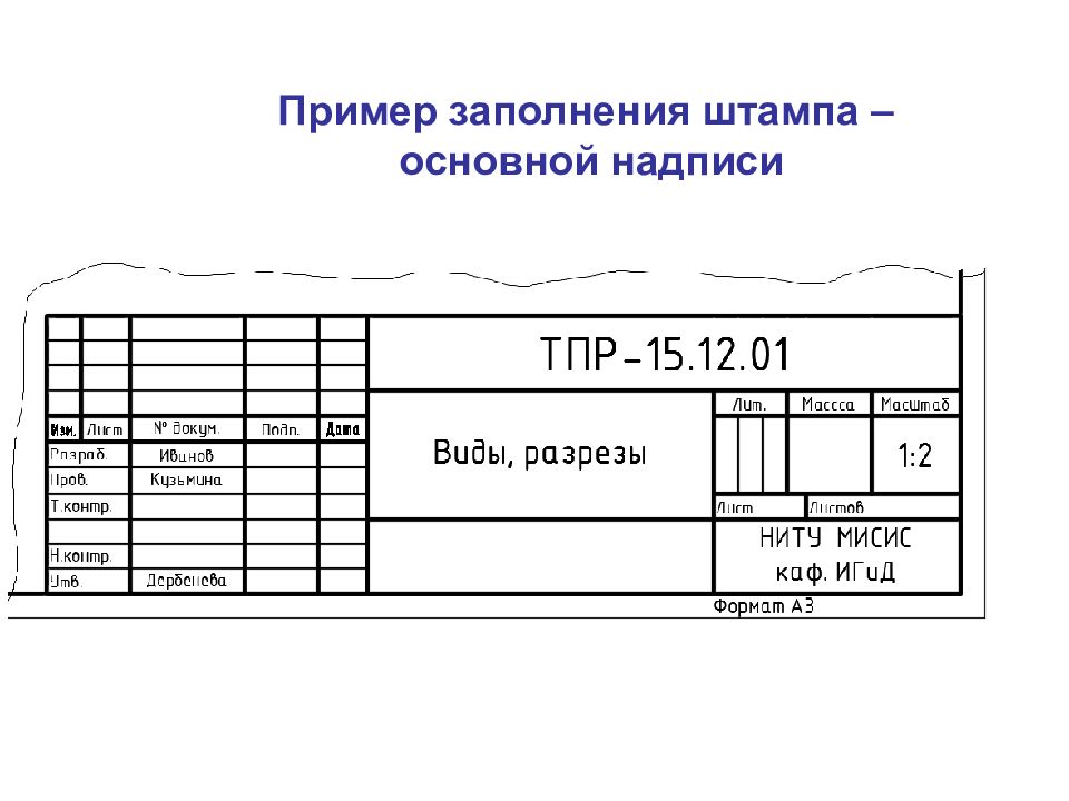 Штамп чертежа ескд