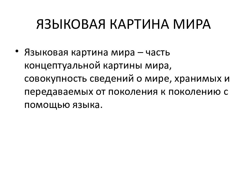 Языковая картина мира кратко