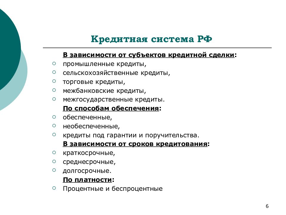 Субъекты банковского кредитования