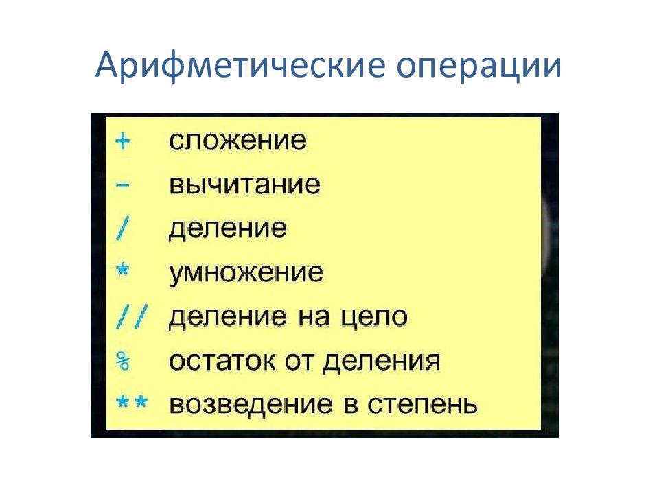 Арифметические операции