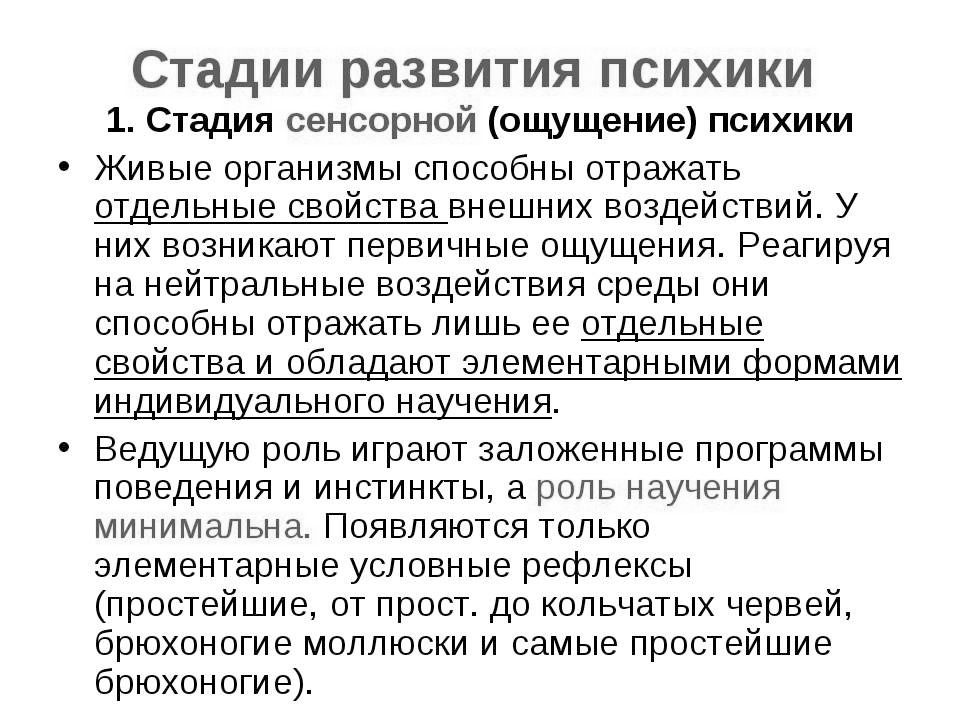 Развитие психики человека. Уровни развития психики живых организмов. Возникновение психики. Стадии развития психики живых организмов. Возникновение и развитие психики человека.