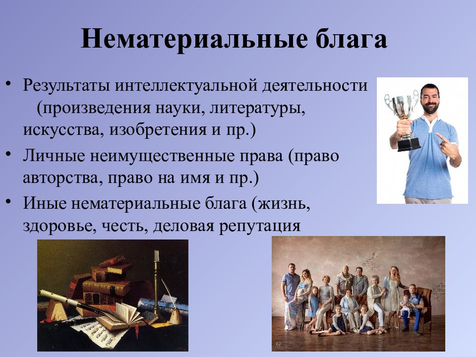 Представьте что вы делаете презентацию к уроку обществознания по теме объекты гражданских прав