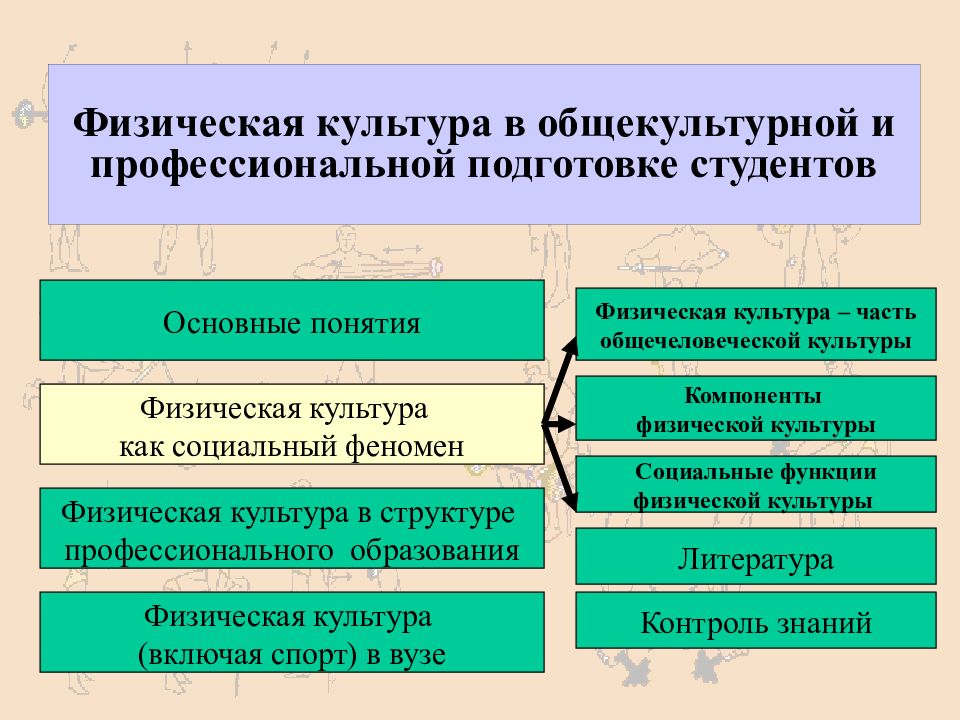 Презентация на тему физическая культура в общекультурной и профессиональной подготовке студентов