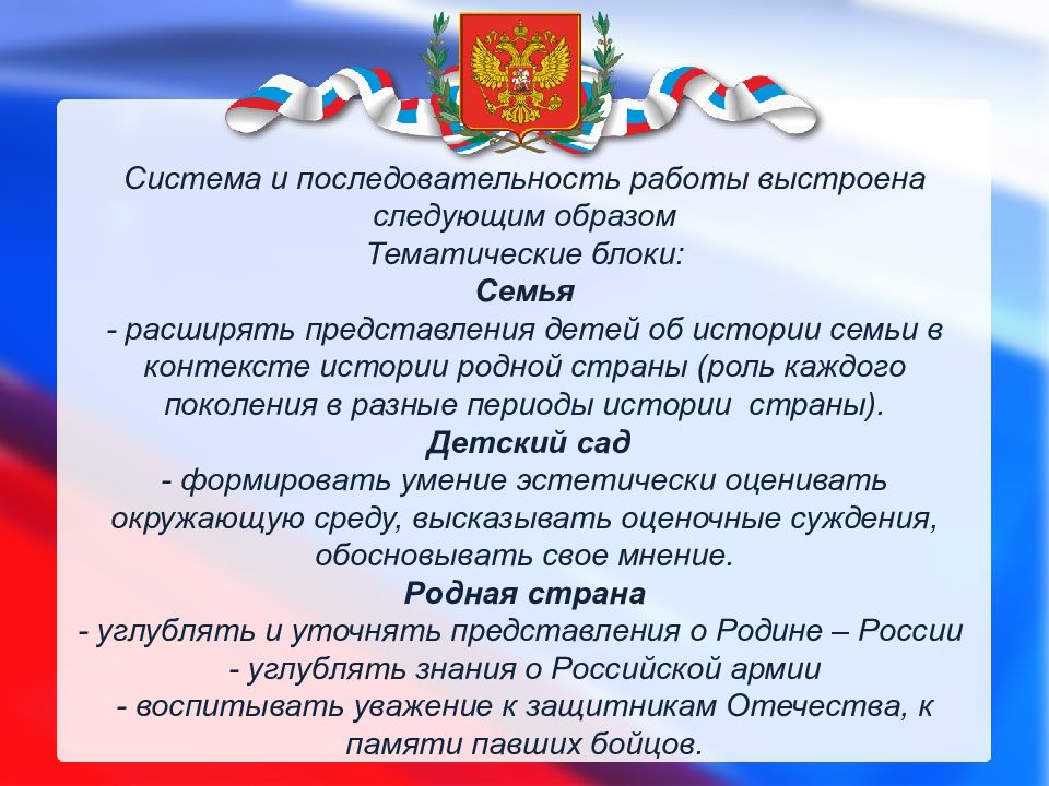 Годовой план детского сада по нравственно патриотическому воспитанию